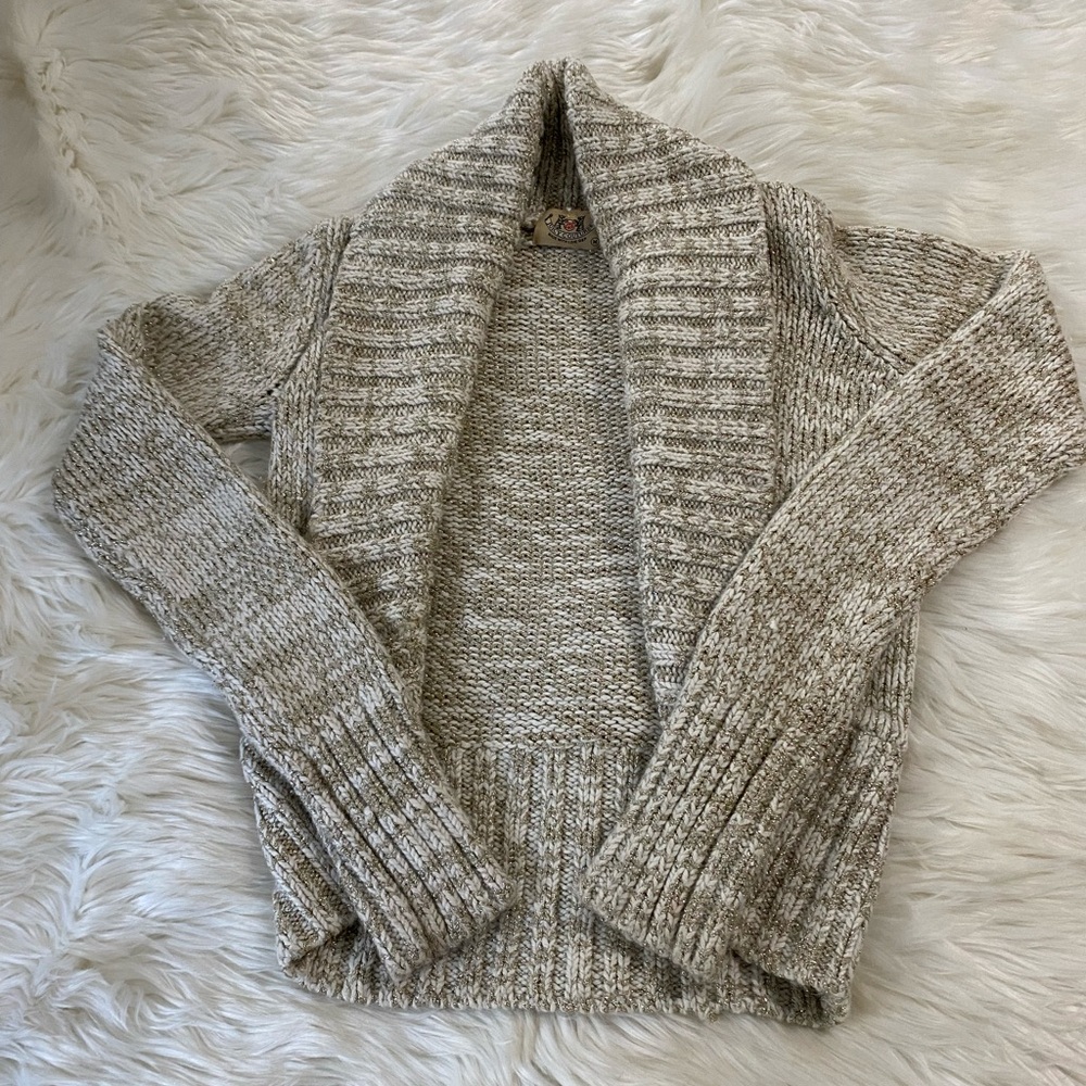 Juicy Couture ladies vintage metallic gold & cream shrug Sz M